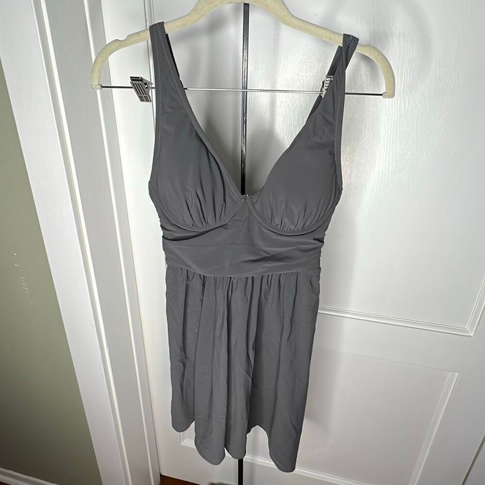 Parisa One Piece Swim Dress Smoke Gray Nwot Size 8
